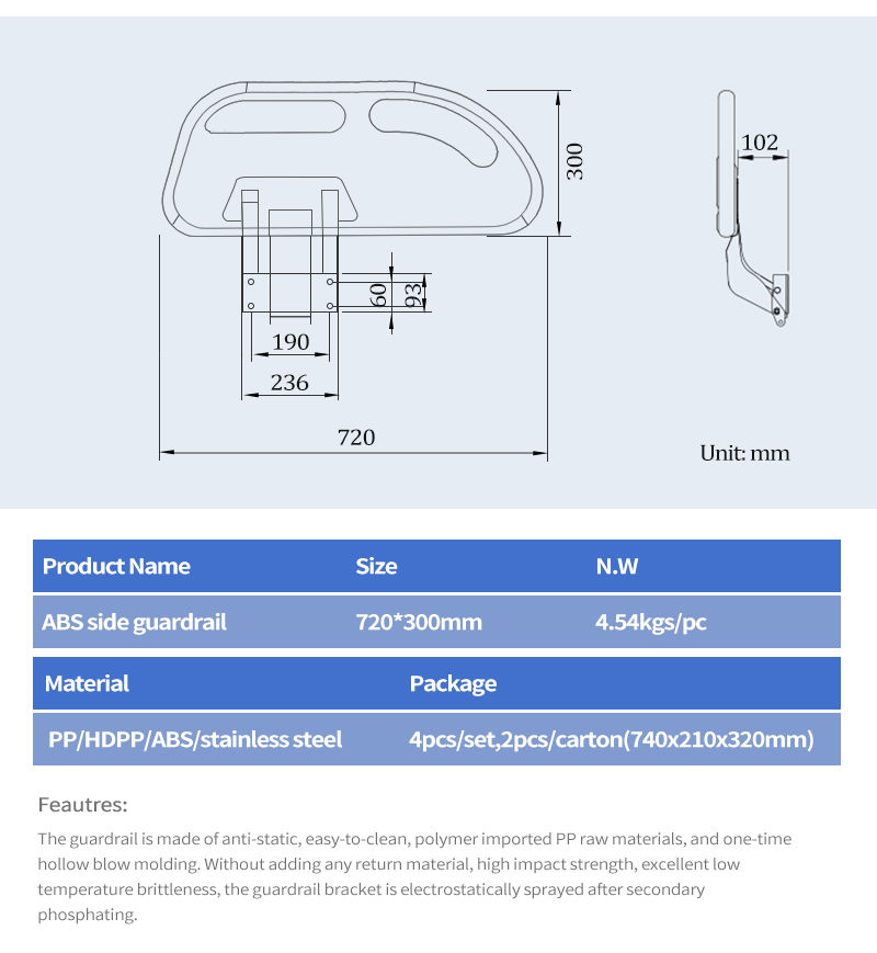 Barandilla de la cama del hospital